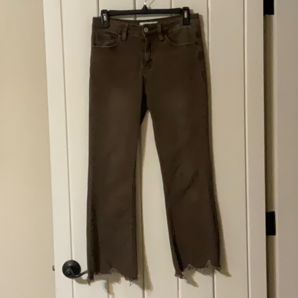 Vervet Brown Ankle/Cropped Jeans.jagged raw hem. Size 25.